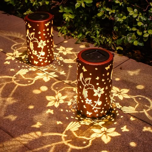 DIBIEECN Solar Lanterns Outdoor Waterproof Hummingbirds Birthday Gifts for Women Mom Grandma Garden Decor Metal Hanging LED Decorative Light for Patio Yard Lawn Backyard Front Porch Gardening Gifts - Image 2