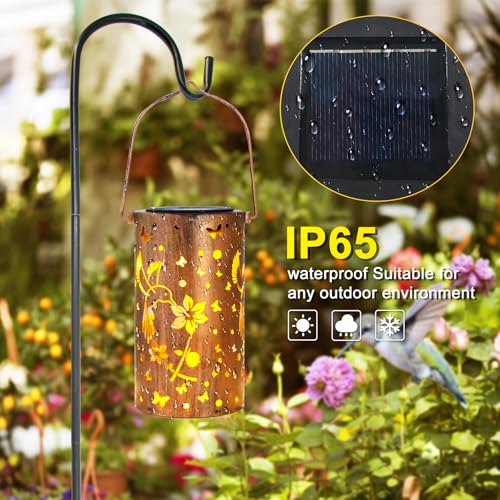 DIBIEECN Solar Lanterns Outdoor Waterproof Hummingbirds Birthday Gifts for Women Mom Grandma Garden Decor Metal Hanging LED Decorative Light for Patio Yard Lawn Backyard Front Porch Gardening Gifts - Image 4