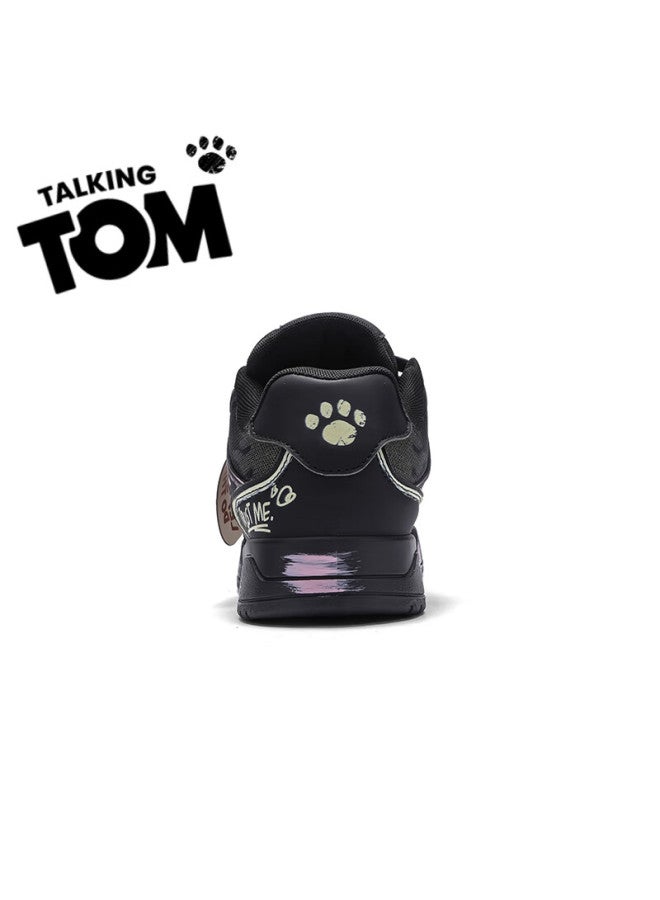 TALKING TOM Talkingtom Canvas Shoes For Men And Women Students, Stylish Distressed Graffiti Casual Thick-soled Loafers, Black And Pink, Size 37 - Image 5