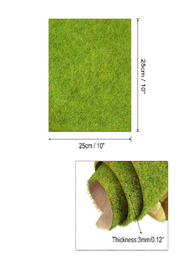 MECCANIXITY - MECCANIXITY Artificial Model Grass Mat 4pcs 10" x 10" Yellow Green Realistic Fake Turf for Garden Lawn Decoration Model - Image 1