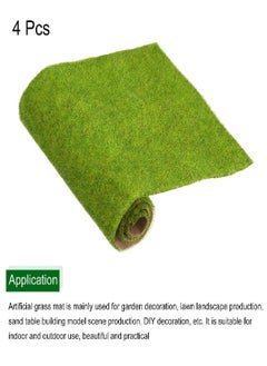 MECCANIXITY MECCANIXITY Artificial Model Grass Mat 4pcs 10" x 10" Yellow Green Realistic Fake Turf for Garden Lawn Decoration Model  - Image 3
