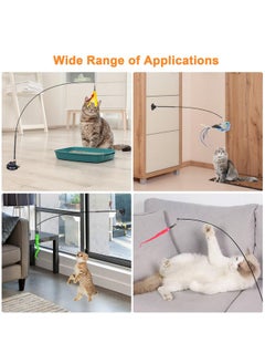 Oziral Oziral Cat Feather Toys, 10PCS Cat Toys with Super Suction Cup, Detachable 2PCS Cat Wand Toys & 6PCS Replacement Teaser Refills with Bell, Interactive Cat Toy for Indoor Cats Kitten Play Exercise  - Image 2