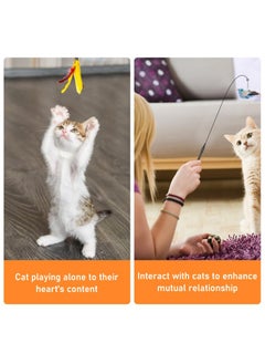 Oziral Oziral Cat Feather Toys, 10PCS Cat Toys with Super Suction Cup, Detachable 2PCS Cat Wand Toys & 6PCS Replacement Teaser Refills with Bell, Interactive Cat Toy for Indoor Cats Kitten Play Exercise  - Image 3