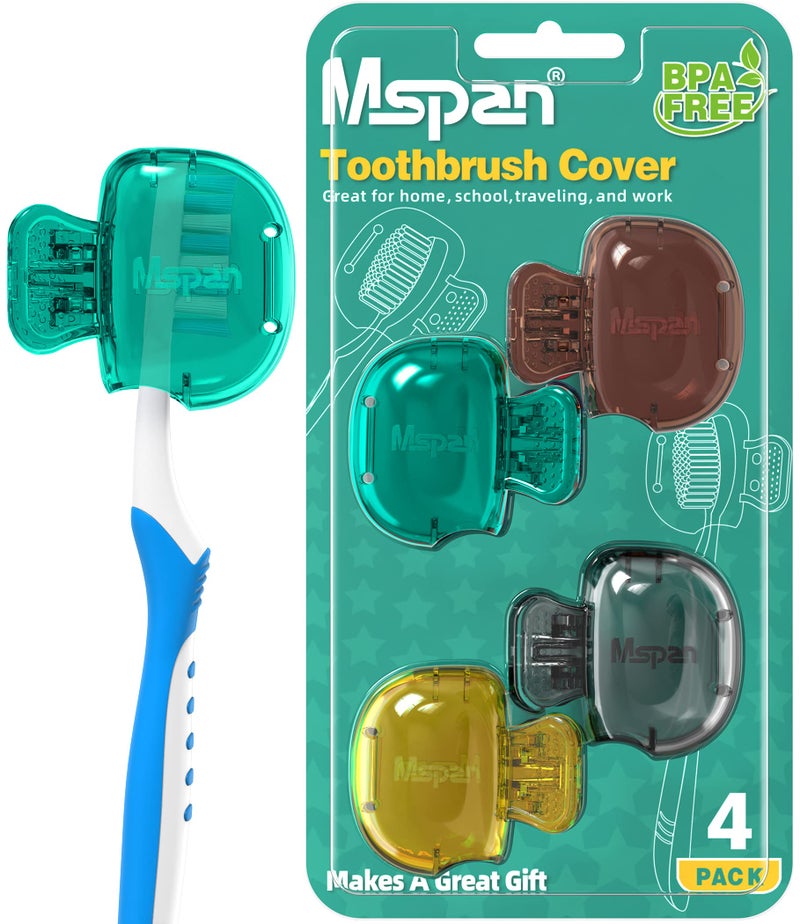 Mspan Toothbrush Protector Travel Cover: Brush Head Cap Cute Clip Case Bulk Guard - Oral Care Accessories Pod for Kids Adults - Image 1