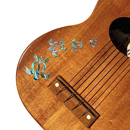 Inlaystickers Inlay Stickers for Ukuleles - Honu Family & Tropical Monstera Leaves - Abalone Blue, UK-273HF-BL-AZ - Image 2