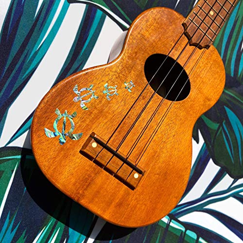 Inlaystickers Inlay Stickers for Ukuleles - Honu Family & Tropical Monstera Leaves - Abalone Blue, UK-273HF-BL-AZ - Image 3