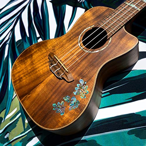 Inlaystickers Inlay Stickers for Ukuleles - Honu Family & Tropical Monstera Leaves - Abalone Blue, UK-273HF-BL-AZ - Image 4