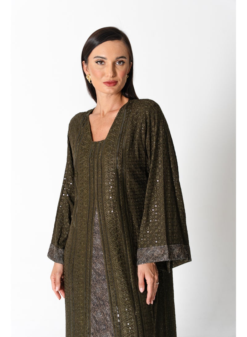 اكسا جلابية مطرزة لامعة - Image 1