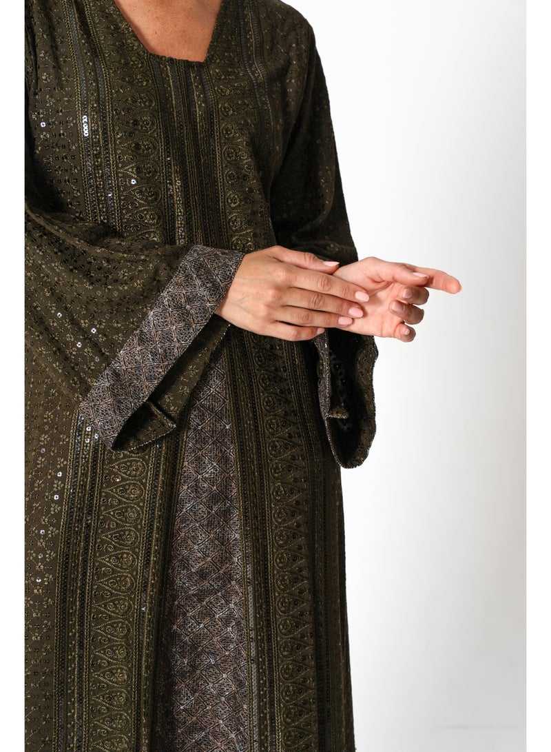 اكسا جلابية مطرزة لامعة - Image 2