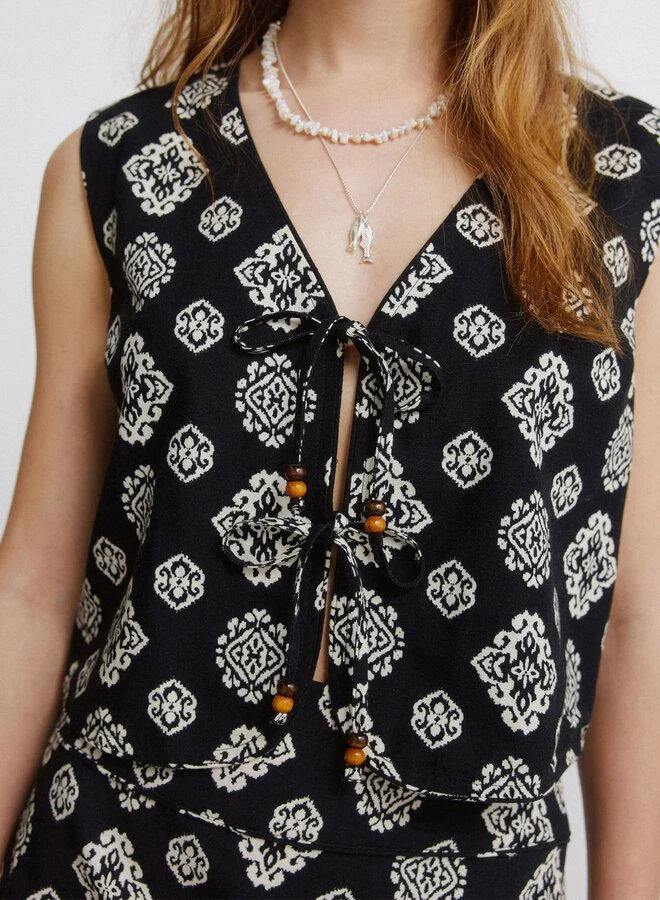 Springfield  Ethnic print gilet for Women | Best Price UAE
