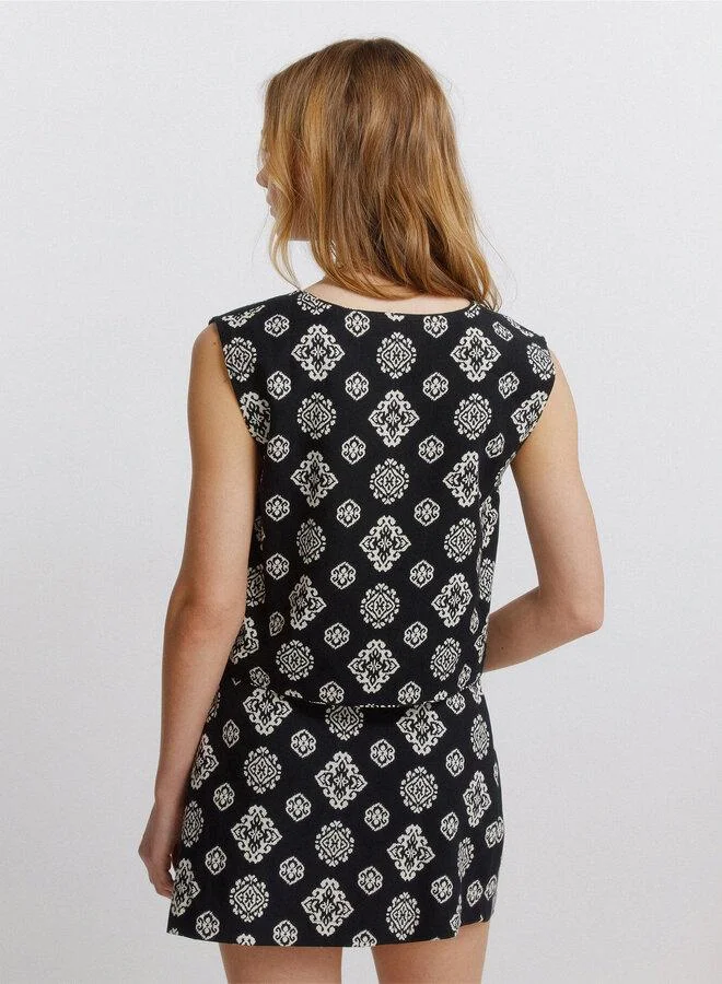 Springfield  Ethnic print gilet for Women | Best Price UAE