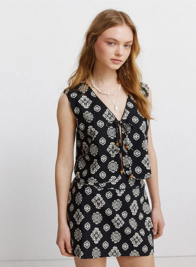 Springfield  Ethnic print gilet for Women | Best Price UAE