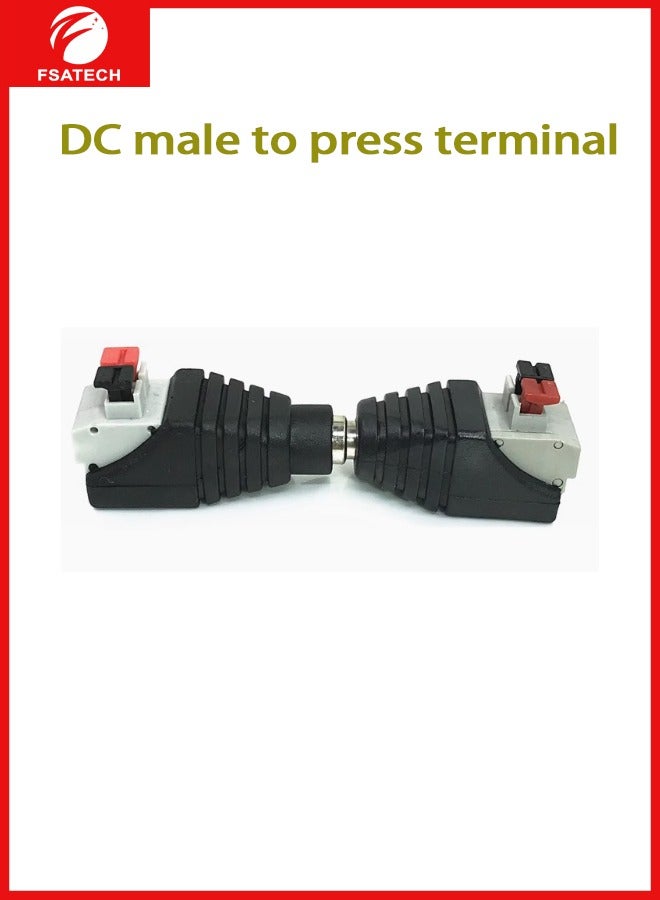 FSATECH 10 قطعة 5.5 مللي متر x 2.1 مللي متر تيار مستمر الطاقة ذكر جاك إلى 2 موصل الصحافة نوع موصل للتحكم في ضوء LED - Image 2
