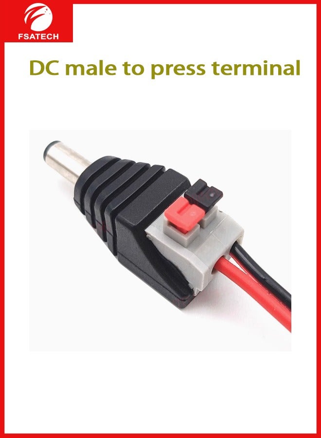 FSATECH 10 قطعة 5.5 مللي متر x 2.1 مللي متر تيار مستمر الطاقة ذكر جاك إلى 2 موصل الصحافة نوع موصل للتحكم في ضوء LED - Image 3