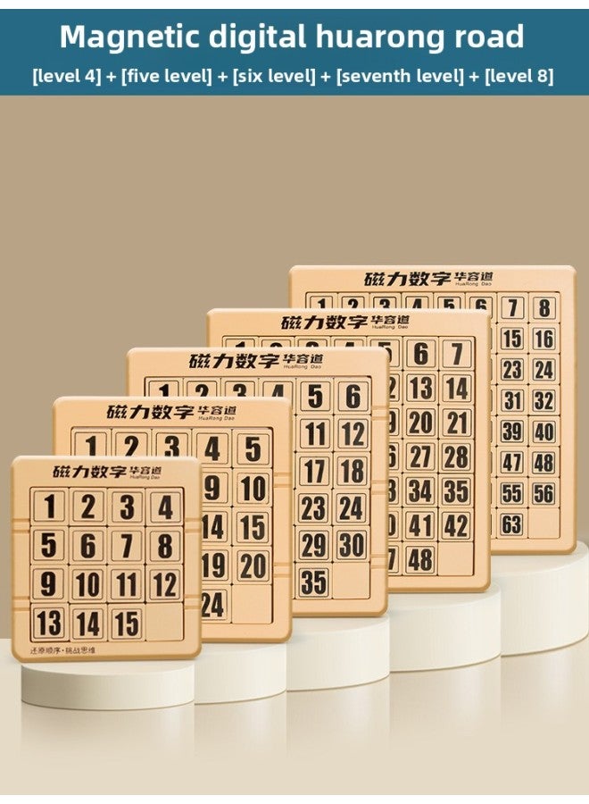 Loquat Huarong Road Sliding Puzzle Digital Special Primary School Students Hualong Three Kingdoms Children's Educational Toys Competition Magnetic Number HB-Color:【super Value 5 Pieces】 4+5+6+7+8 Level Mag - Image 1