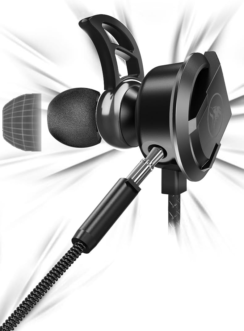DLAND Wired Gaming Headset with Detachable Microphone - 10mm HD Sound for PS4/Xbox/PC/Switch/Mobile, Lightweight Earbuds with Noise Reduction & 2 Pairs of Spare Ear Tips (Black) - Image 2