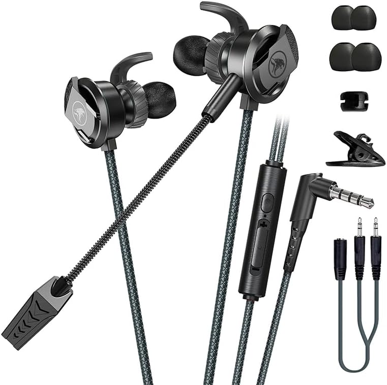 DLAND Wired Gaming Headset with Detachable Microphone - 10mm HD Sound for PS4/Xbox/PC/Switch/Mobile, Lightweight Earbuds with Noise Reduction & 2 Pairs of Spare Ear Tips (Black) - Image 1