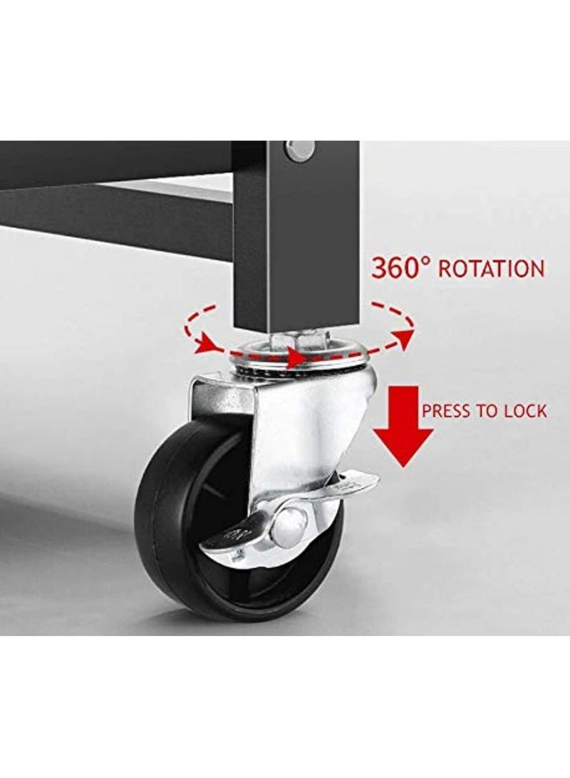 Toshionics 5-Tier Heavy-Duty Metal Storage Rack with Wheels | Foldable Large-Capacity Organizer Shelf for Kitchen, Garage, Closet, Office | Multipurpose Shelving for Microwave, Toaster, Appliances & More No Assembly Required Black. - Image 3