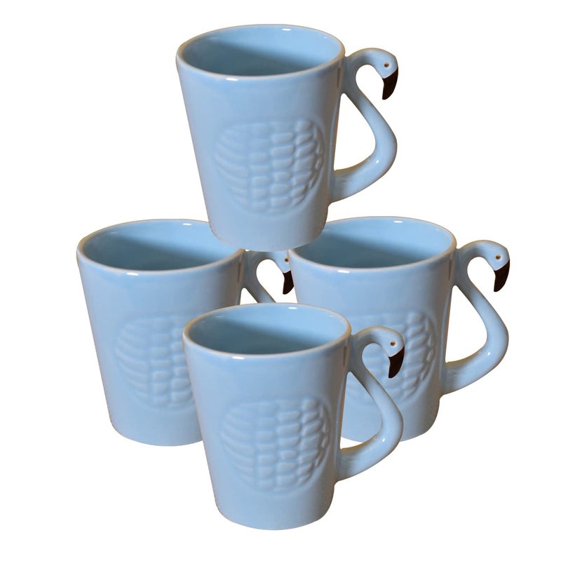 Kunhar Ceramic Milk Mugs Coffee Mugs 4 Pieces Light Grey Blue 300ml - Image 1