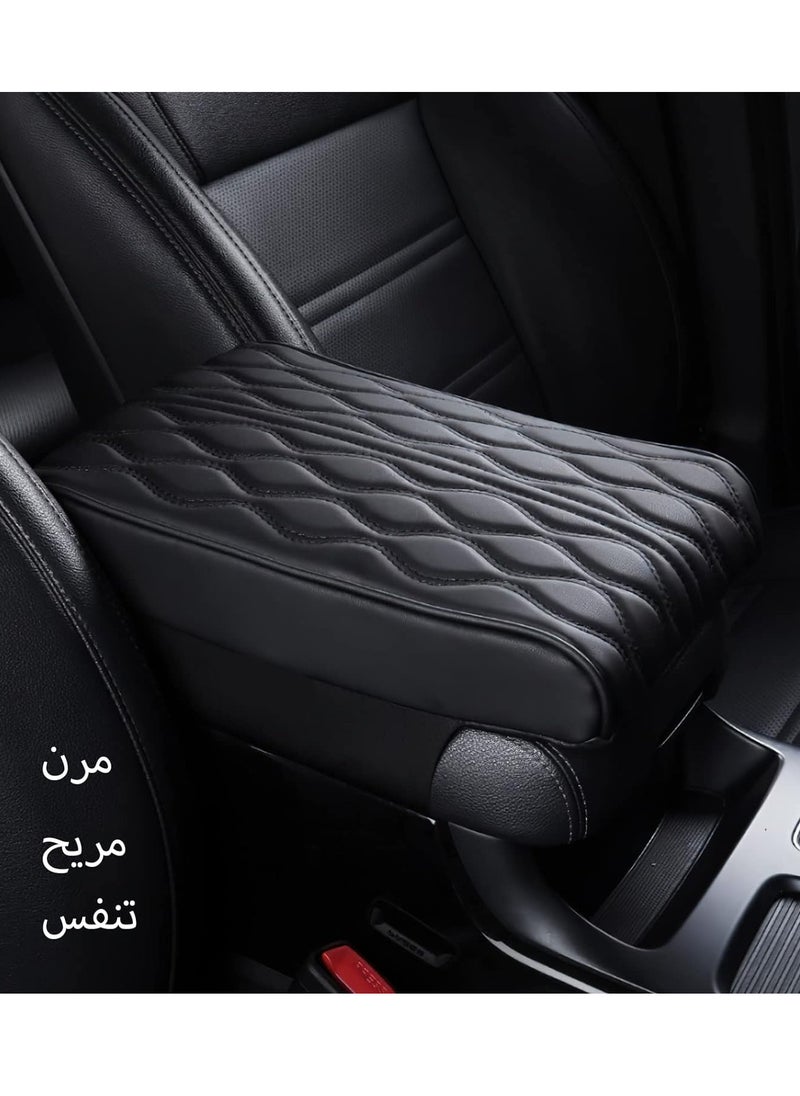Generic Car Center Console heighten Cover, Leather Memory Foam Car Armrest Booster Pads, Leather Car Armrest Cover Protector, Suitable for Most Vehicles, SUVs, Trucks, Cars Black  - Image 2