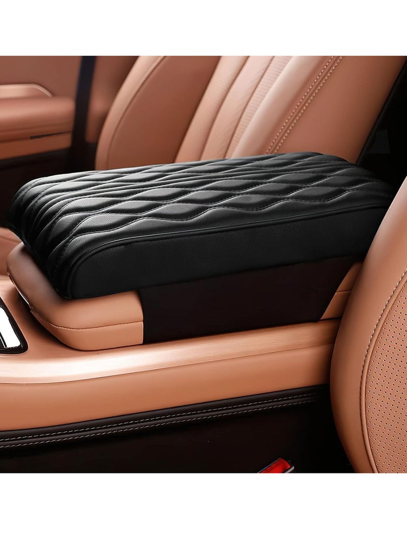 Generic Car Center Console heighten Cover, Leather Memory Foam Car Armrest Booster Pads, Leather Car Armrest Cover Protector, Suitable for Most Vehicles, SUVs, Trucks, Cars Black  - Image 1