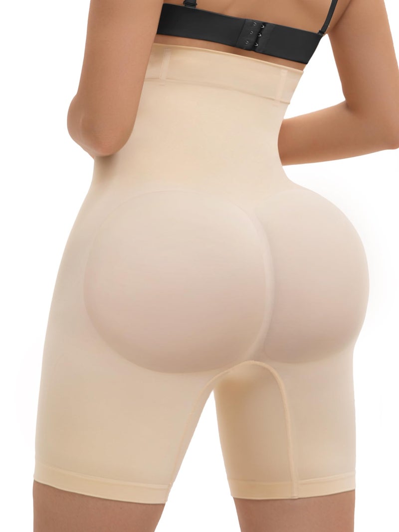 SHAPERX High-Waisted Tummy Control Shapewear for Women Seamless Zip-Up Easy-On Body Shaper Shorts Slimming Fit Underwear,SZ5820-Beige-S/M - Image 2