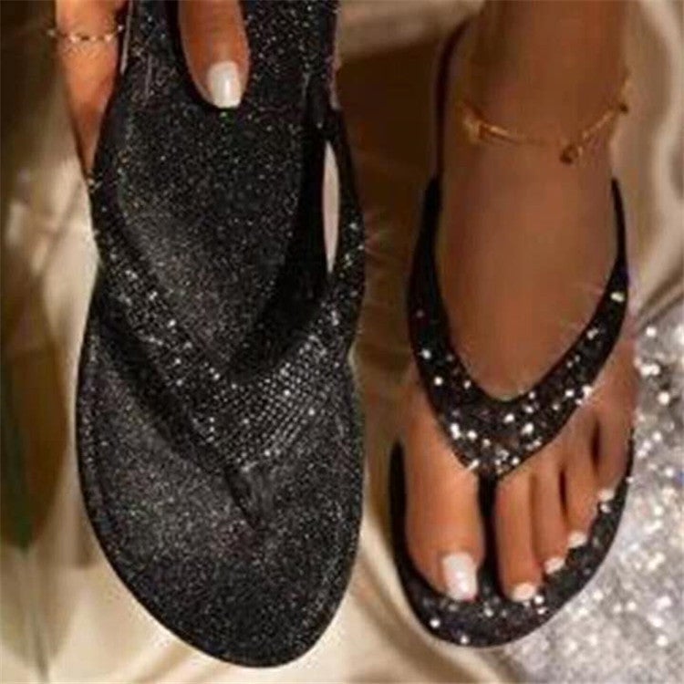 Herringbone Rhinestone Slippers Women'S Plus Size Size 43 Flat Beach Independent Station - Image 5