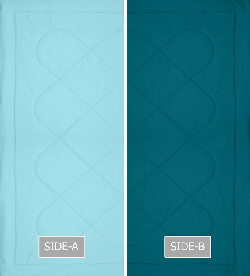 KEA Microfibre Reversible Double Bed King Size Comforter/Duvet for All Weather(Aqua & Cyan, 250 GSM)|Comforter Double - Image 4