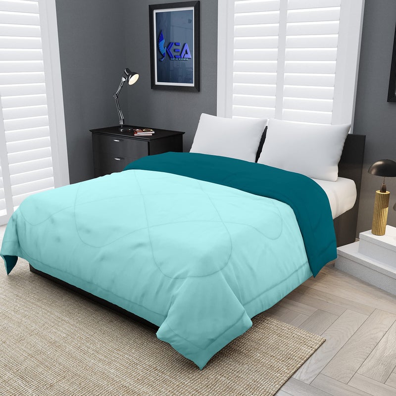 KEA Microfibre Reversible Double Bed King Size Comforter/Duvet for All Weather(Aqua & Cyan, 250 GSM)|Comforter Double - Image 1