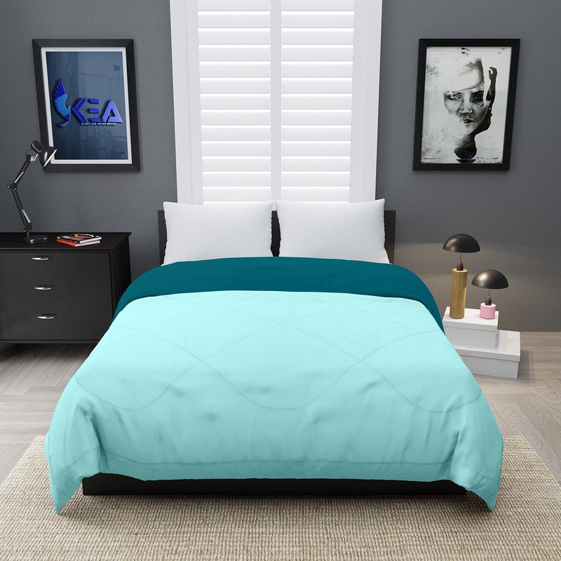 KEA Microfibre Reversible Double Bed King Size Comforter/Duvet for All Weather(Aqua & Cyan, 250 GSM)|Comforter Double - Image 3