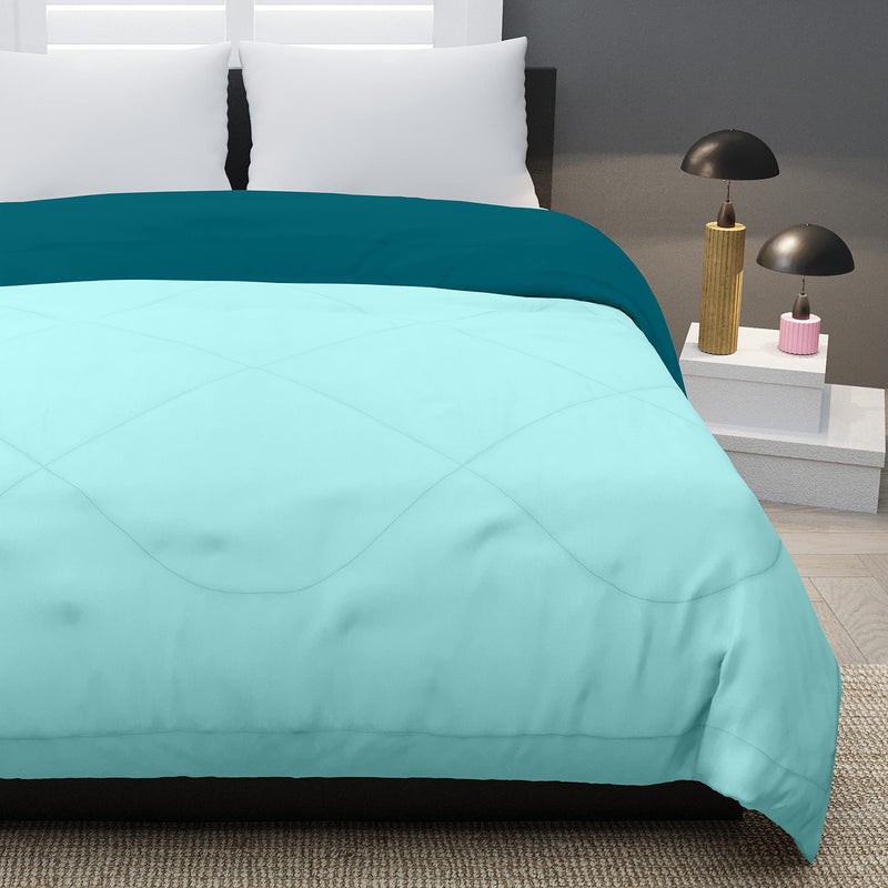 KEA Microfibre Reversible Double Bed King Size Comforter/Duvet for All Weather(Aqua & Cyan, 250 GSM)|Comforter Double - Image 5