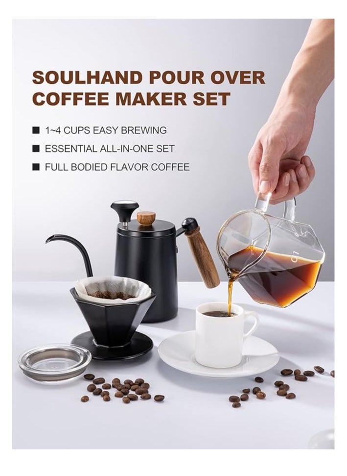 7-Piece Drip Coffee Maker Set Coffee Maker Set Coffee Kettle Dripping Cup Bean Grinder Filter Paper With Portable Hand-held Gift Box