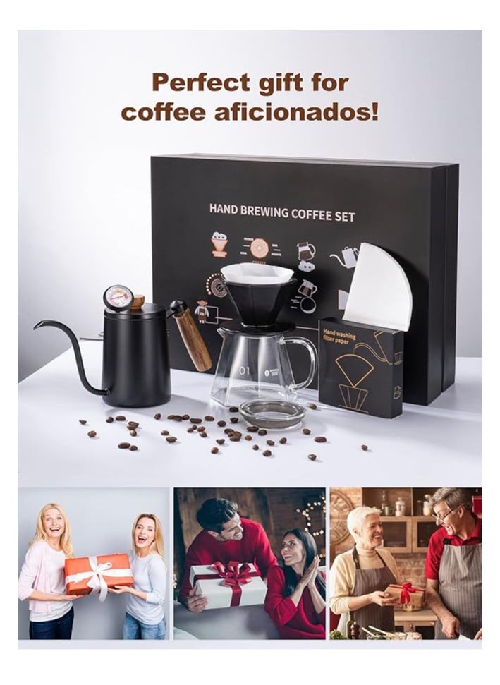 7-Piece Drip Coffee Maker Set Coffee Maker Set Coffee Kettle Dripping Cup Bean Grinder Filter Paper With Portable Hand-held Gift Box