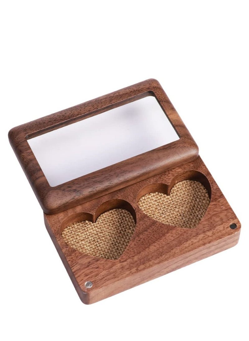 KASTWAVE Rectangular Ring Box, Wedding Ring Box for 2 Rings, Wooden Engagement Proposal Ring Bearer Box,Vintage Ring Holder for Weddings, Engagements, and Jewelry Display - Image 1