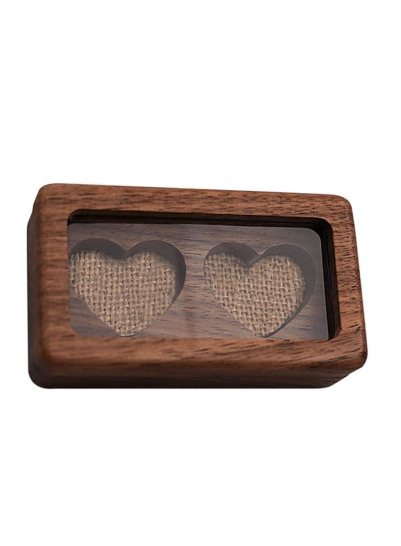 KASTWAVE Rectangular Ring Box, Wedding Ring Box for 2 Rings, Wooden Engagement Proposal Ring Bearer Box,Vintage Ring Holder for Weddings, Engagements, and Jewelry Display - Image 5