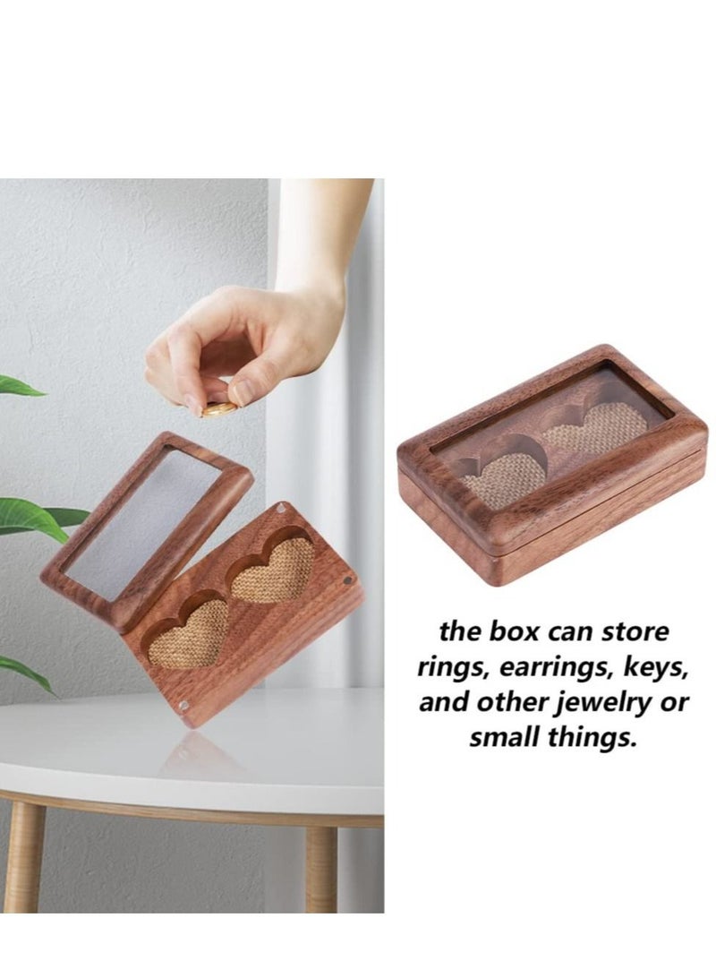 KASTWAVE Rectangular Ring Box, Wedding Ring Box for 2 Rings, Wooden Engagement Proposal Ring Bearer Box,Vintage Ring Holder for Weddings, Engagements, and Jewelry Display - Image 3