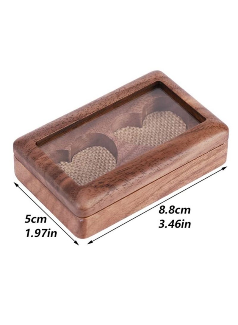 KASTWAVE Rectangular Ring Box, Wedding Ring Box for 2 Rings, Wooden Engagement Proposal Ring Bearer Box,Vintage Ring Holder for Weddings, Engagements, and Jewelry Display - Image 2