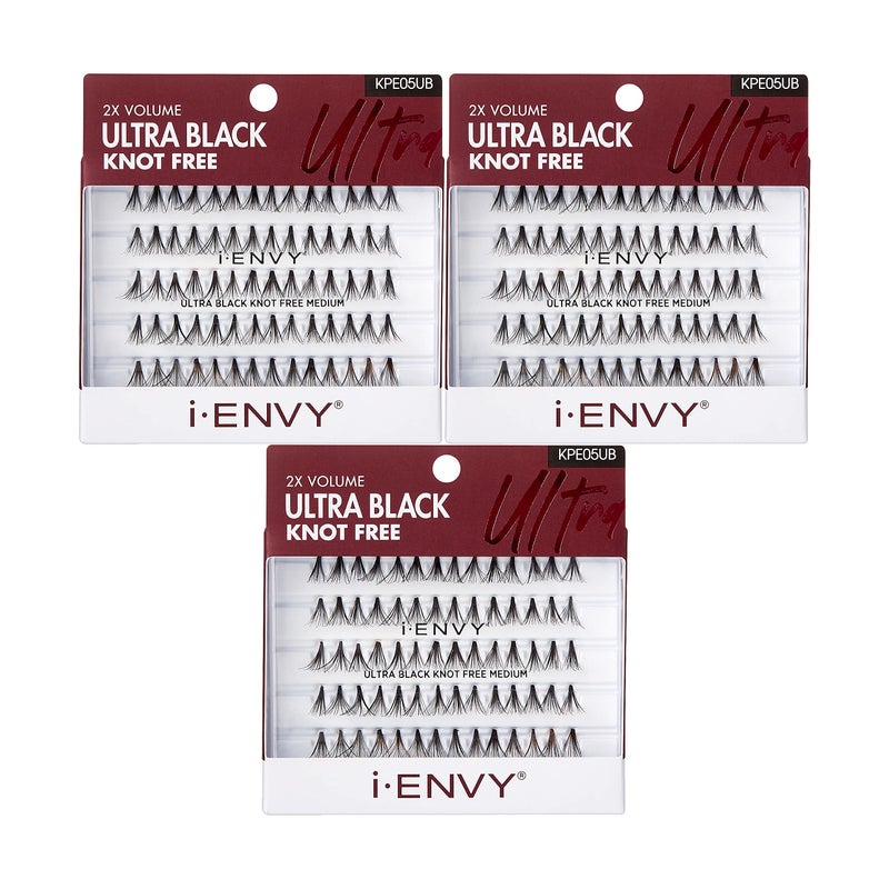 iENVY Knot Free Individual Lashes 3 PACK Ultra Black Medium