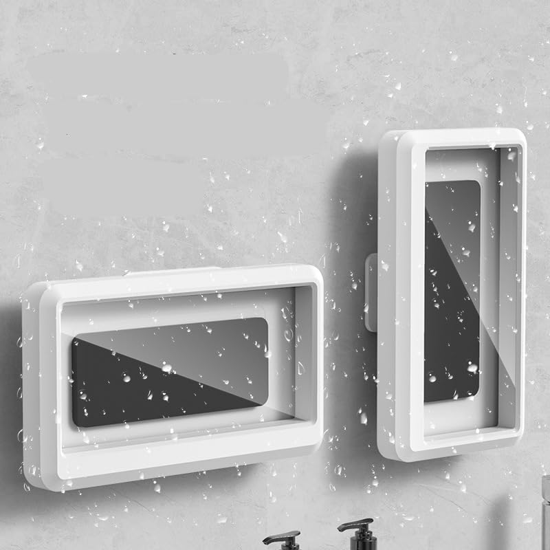 ELEPHANTBOAT Waterproof bathroom Wall Mount Phone Holder Case 360° Rotatable Phone Stand with HD Touch Screen Self Adhesive Installation Detachable Phone Holder for 6.8" Phone and Below - Image 1