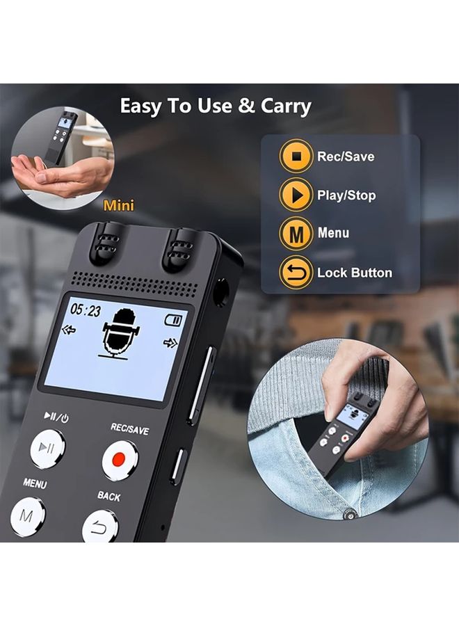 40GB Digital Voice Recorder with Playback Voice Control Password Protected Portable Recorder - Image 4