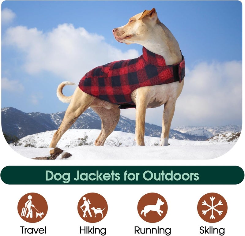 Kuoser Reversible Winter Coat, British Style Jacket for Small Medium Dogs - Warm, Windproof Puppy Cold Weather Vest, Red M - Image 5