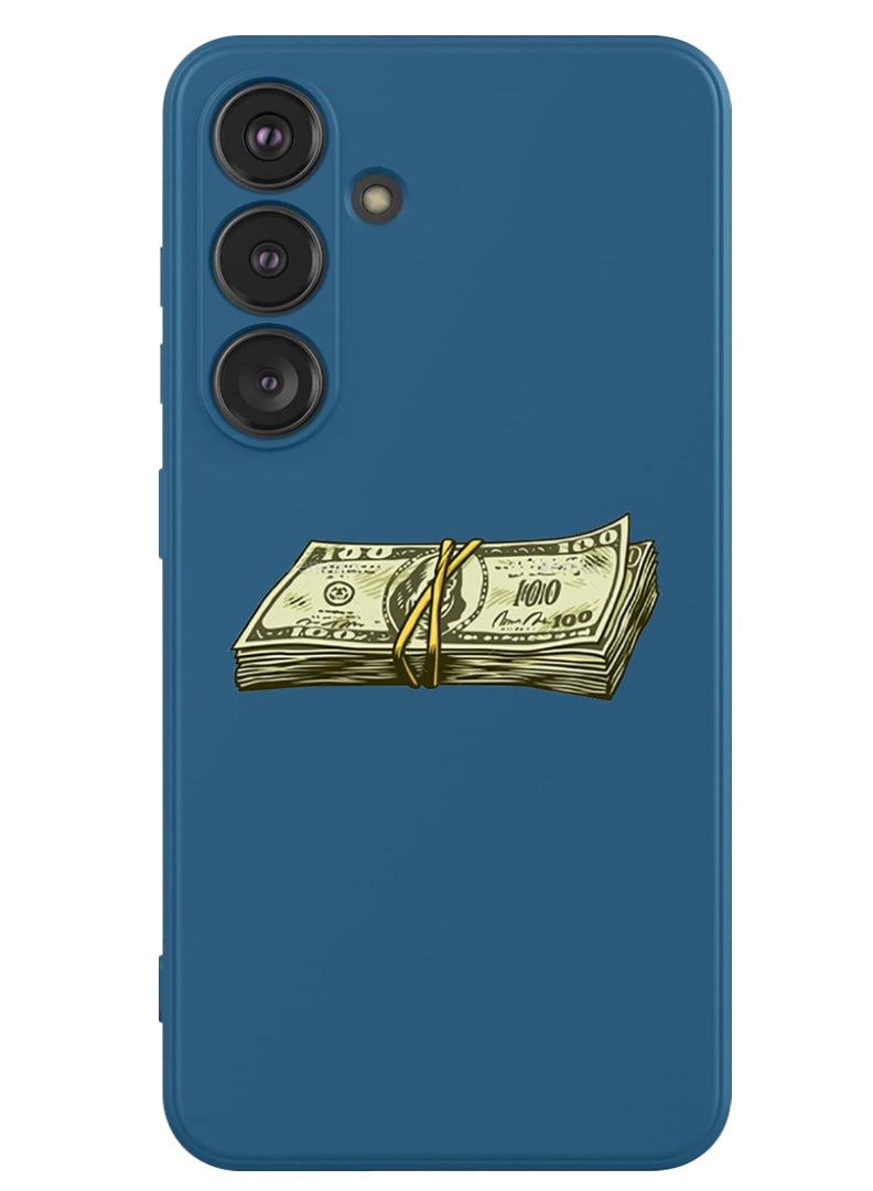 Theodor Protective Slim Fit Case Liquid Silicone Cover with Full Body Protection Anti-Scratch Shockproof Case For Samsung Galaxy S24 (Blue) - Vintage Cash - Image 1