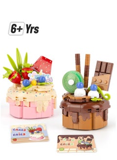 SYOSI Birthday Cake Building Sets Party Favors Friends Girls Gifts for 6+ Kids Classroom and Party 2 in 1 Building Blocks Set with Chocolate Strawberry 381Pieces  - Image 1