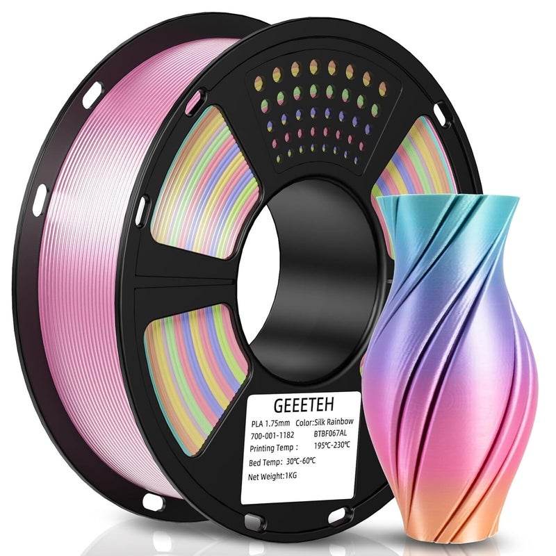 Geeetech Silk Rainbow PLA Filament 1.75mm, 3D Printer Multicolor Filament, Color Changing Filament 1kg (2.2lbs) 1 Spool, Dimensional Accuracy +/- 0.02 mm - Image 1