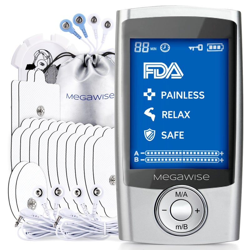 MegaWise MegaWise EMS TENS Unit 24 Modes with 14 Premium Pads Dual Channel Muscle Stimulator for Back Pain Relief Therapy Home Use Ideal Gift for Mum and Dad