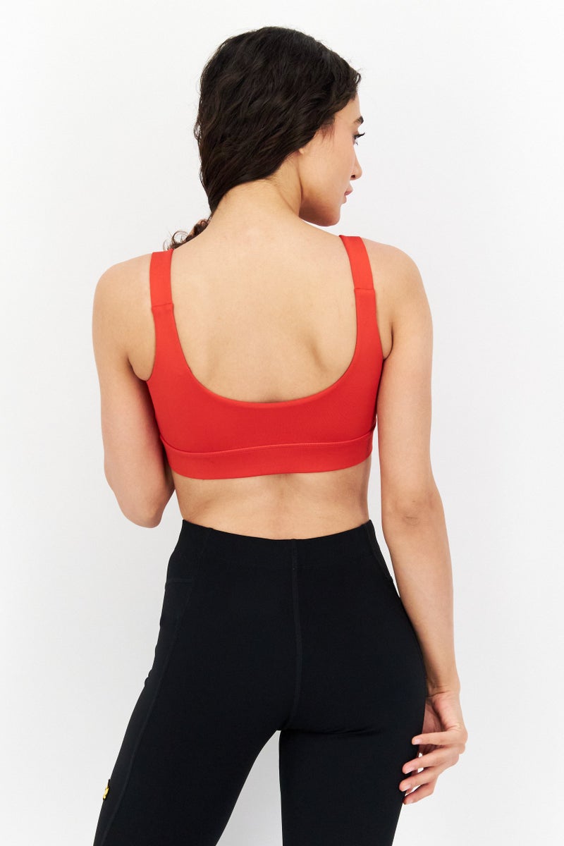 GUESS حمالة صدر رياضية نسائية مبطنة مع أربطة، برتقالي - Image 3