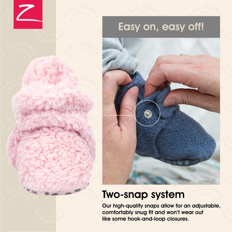 Zutano Unisex Furry Baby Booties with Grippers, Organic Cotton Lining, Baby Registry Must Haves, Baby Pink Furry, 12 Months - Image 3