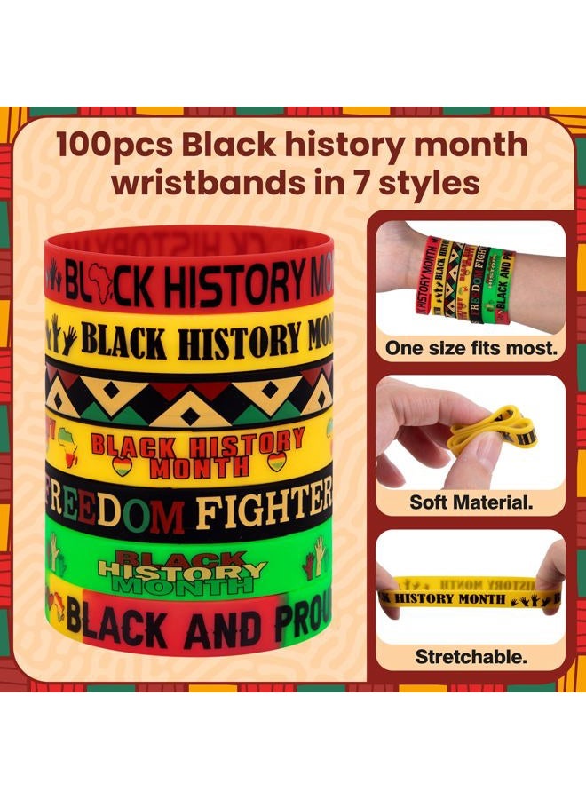 Moon Boat 100Sets Black History Month Decorations Gifts Bulk: Silicone Rubber Bracelets and Bookmarks Goodie Bag Stuffers African Party Favors - Image 3