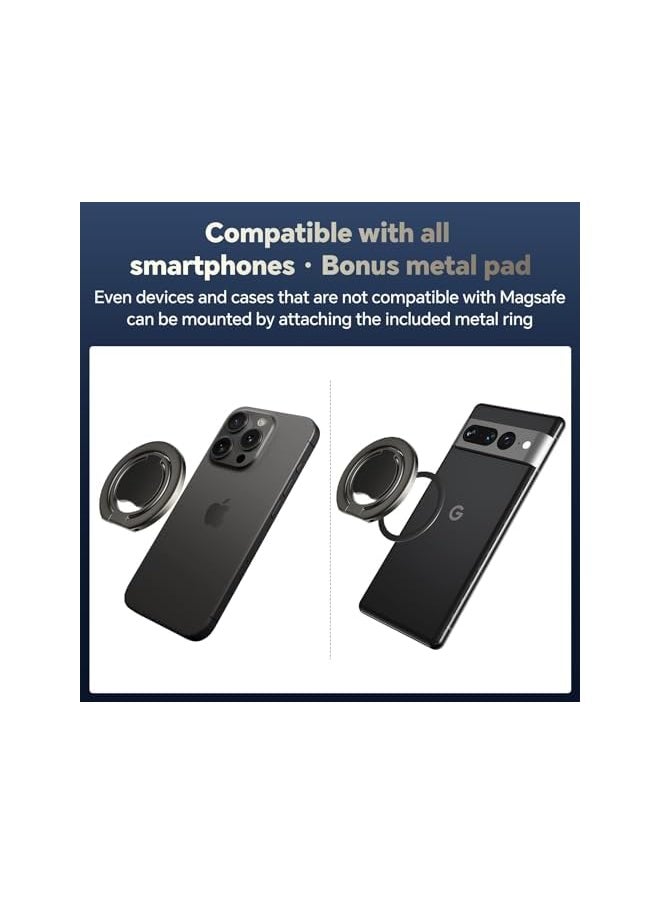 erorex Magnetic Phone Ring Holder For Mag Safe Magnetic Phone Ring Stand Finger Grip With Two Sided Adjustable Magnetic Compatible For Iphone Ipad And Smartphones Compatible With Magnetic Car Mount  - Image 2