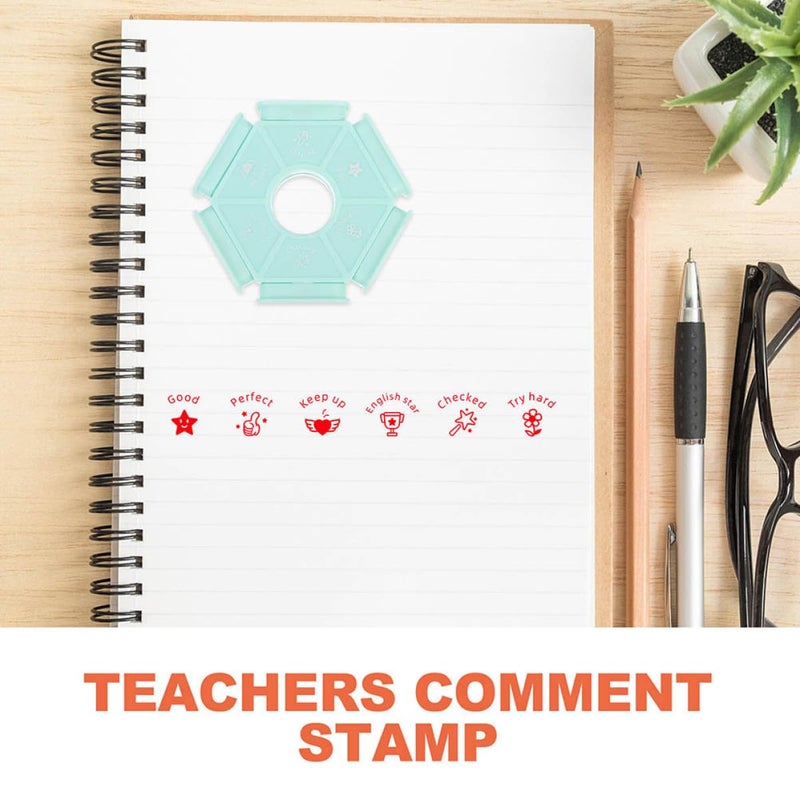 Self Inking Teacher Stamp 6 Sided Multi Face Rubber Homework Comment For Classroom - Image 4